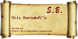 Stix Barnabás névjegykártya